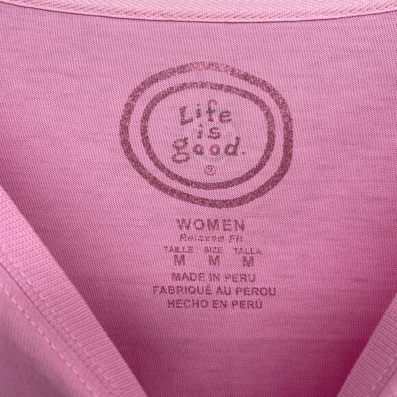 LIFE IS GOOD Top Womens M Village Relaxed Fit Long Sleeve Cotton Pink - Picture 5 of 16